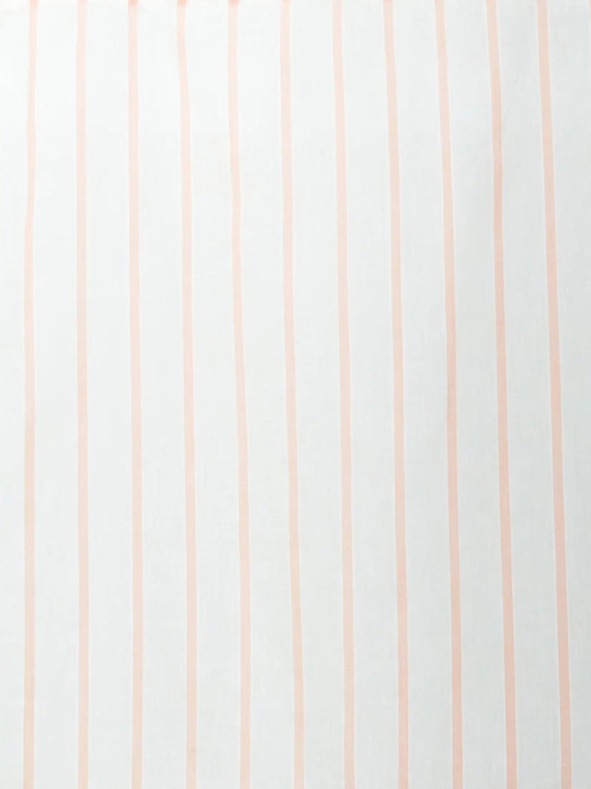 Close-up of white sheer curtain fabric with fine peach vertical stripes