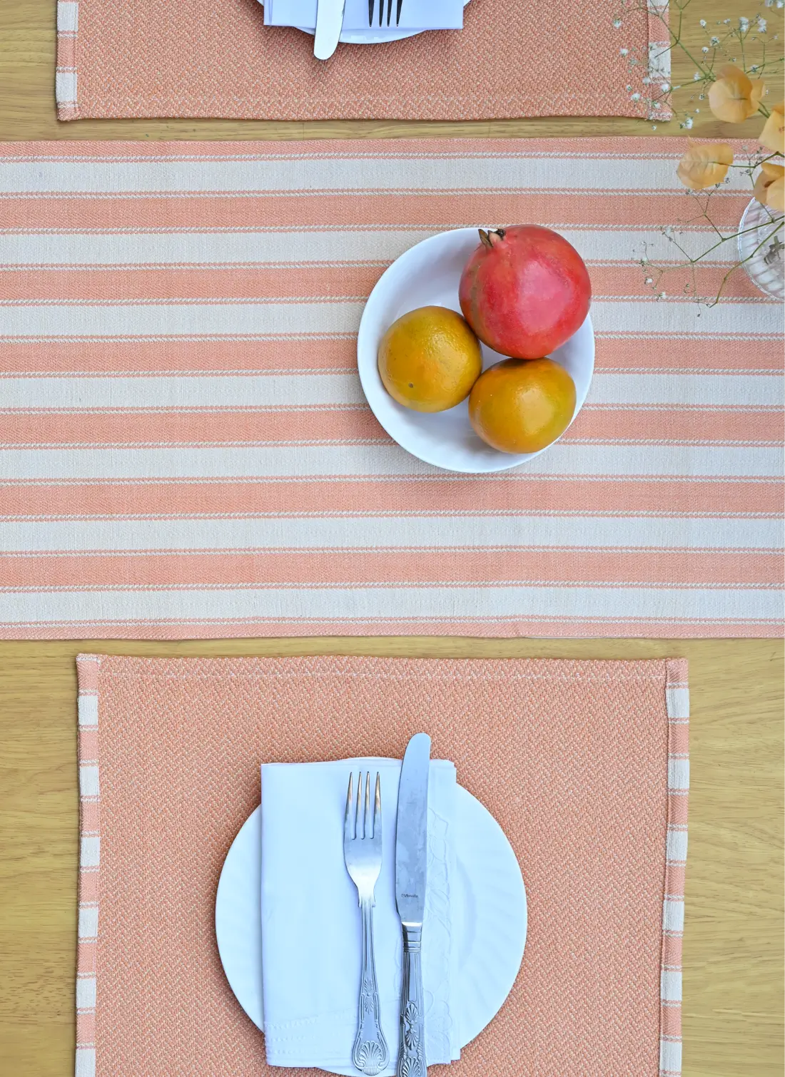 Peach Hibiscus Handwoven Table Mats