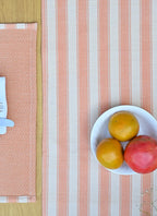 Peach Hibiscus Handwoven Table Runner – alternate view