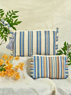 Peacock Blue Handwoven Toiletry Bag - Set of 2
