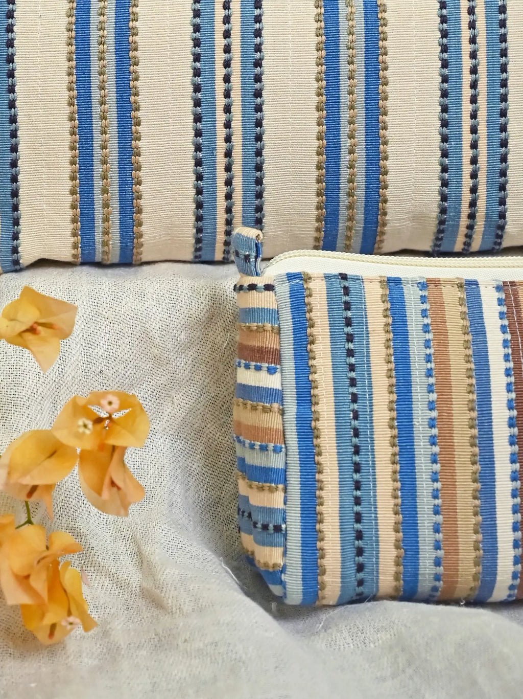 Peacock Blue Handwoven Toiletry Bag - Set of 2 – alternate view
