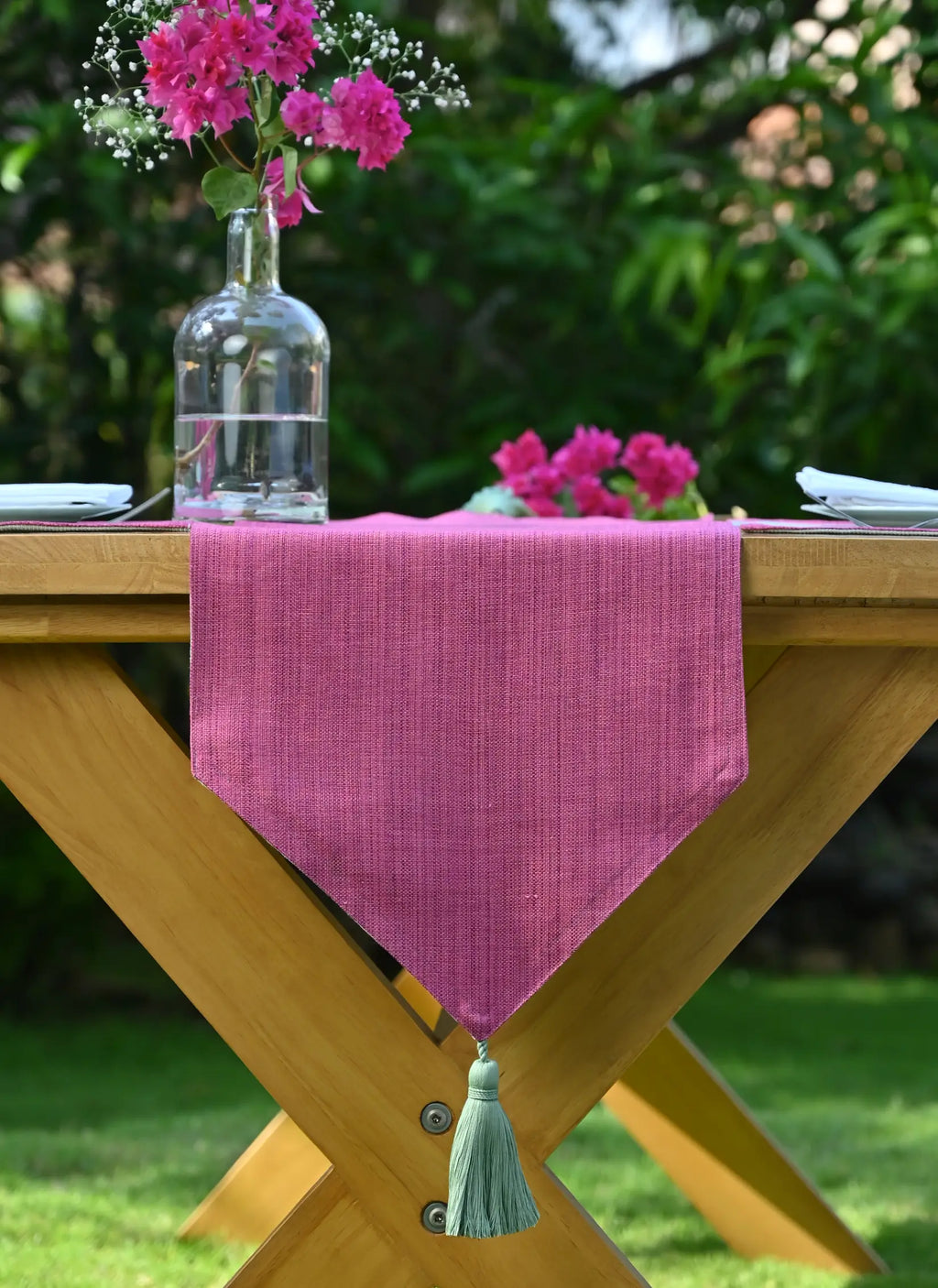Pink Frangipani Handwoven Table Runner
