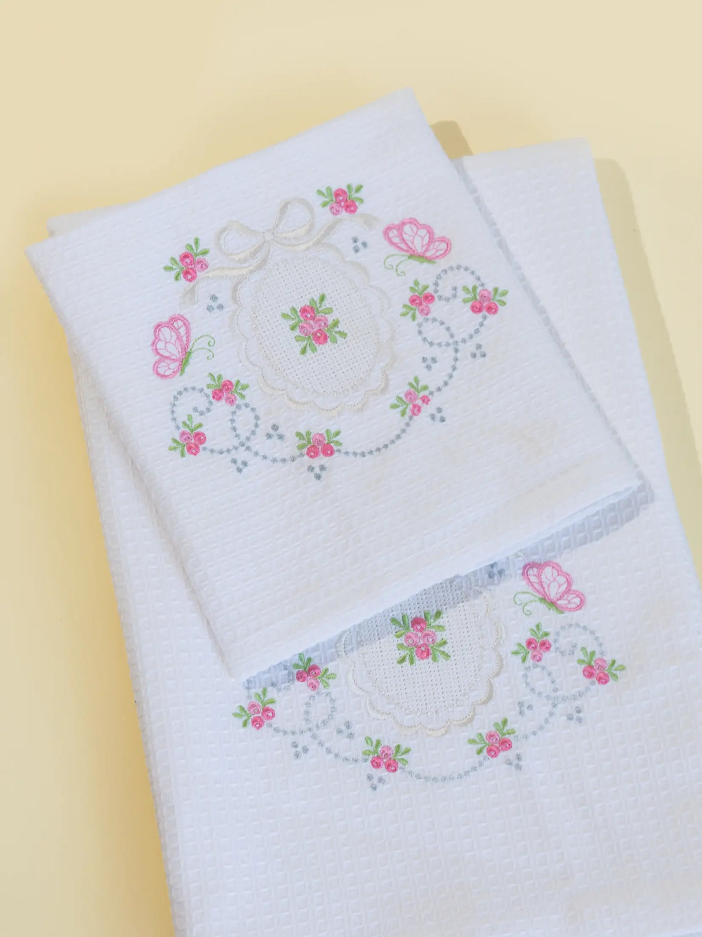Primrose White Cotton Waffle Towel Set of 2 – Bath & Hand Towel – alternate view