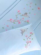 Sakura Cloud Blue Embroidered Bedlinen Set in 400TC