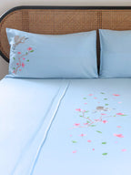 Sakura Cloud Blue Embroidered Bedlinen Set in 400TC – alternate view