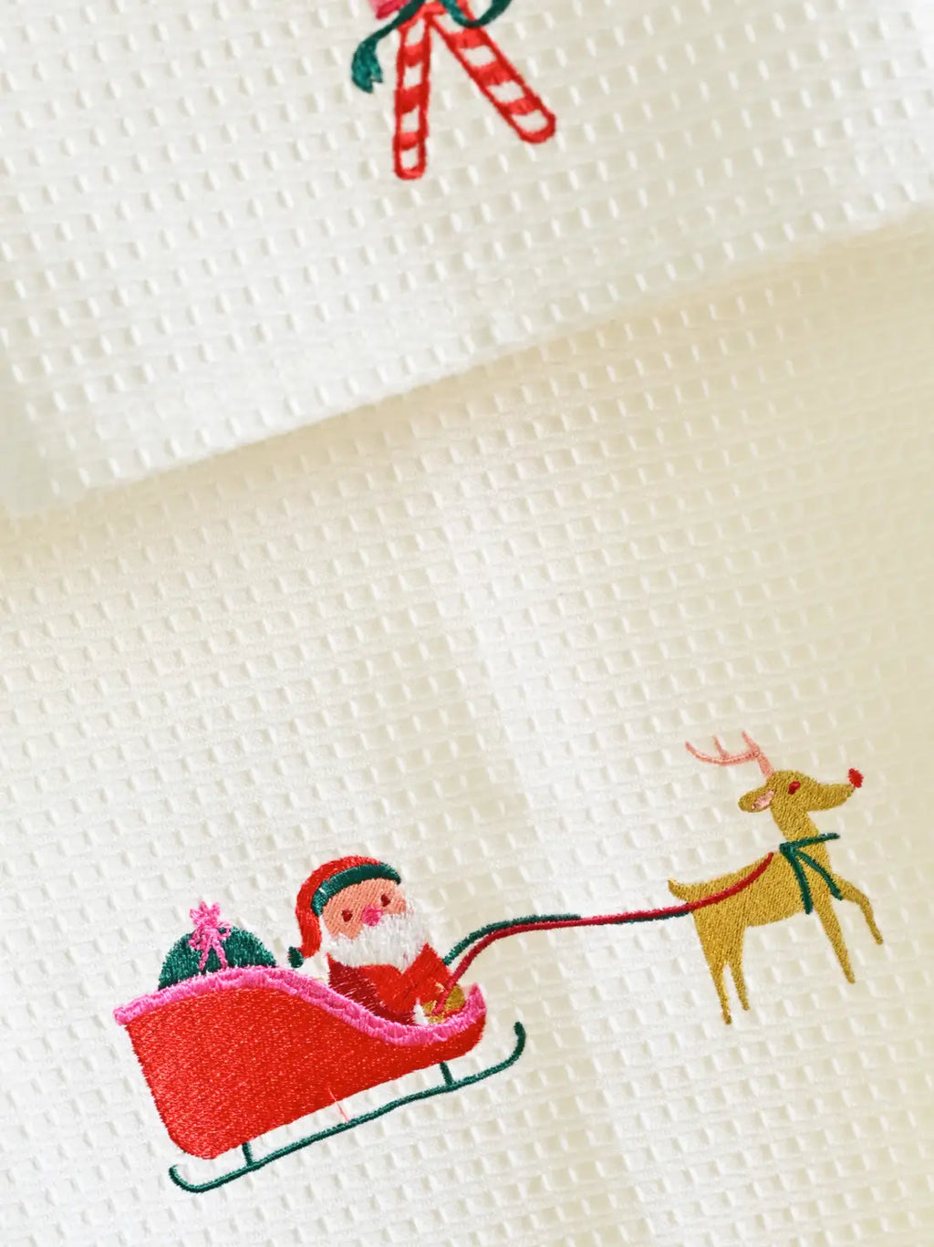 Santa's Merry Cotton Waffle Towel Set with Gift Bag -  Bath & Hand towel Set – alternate view