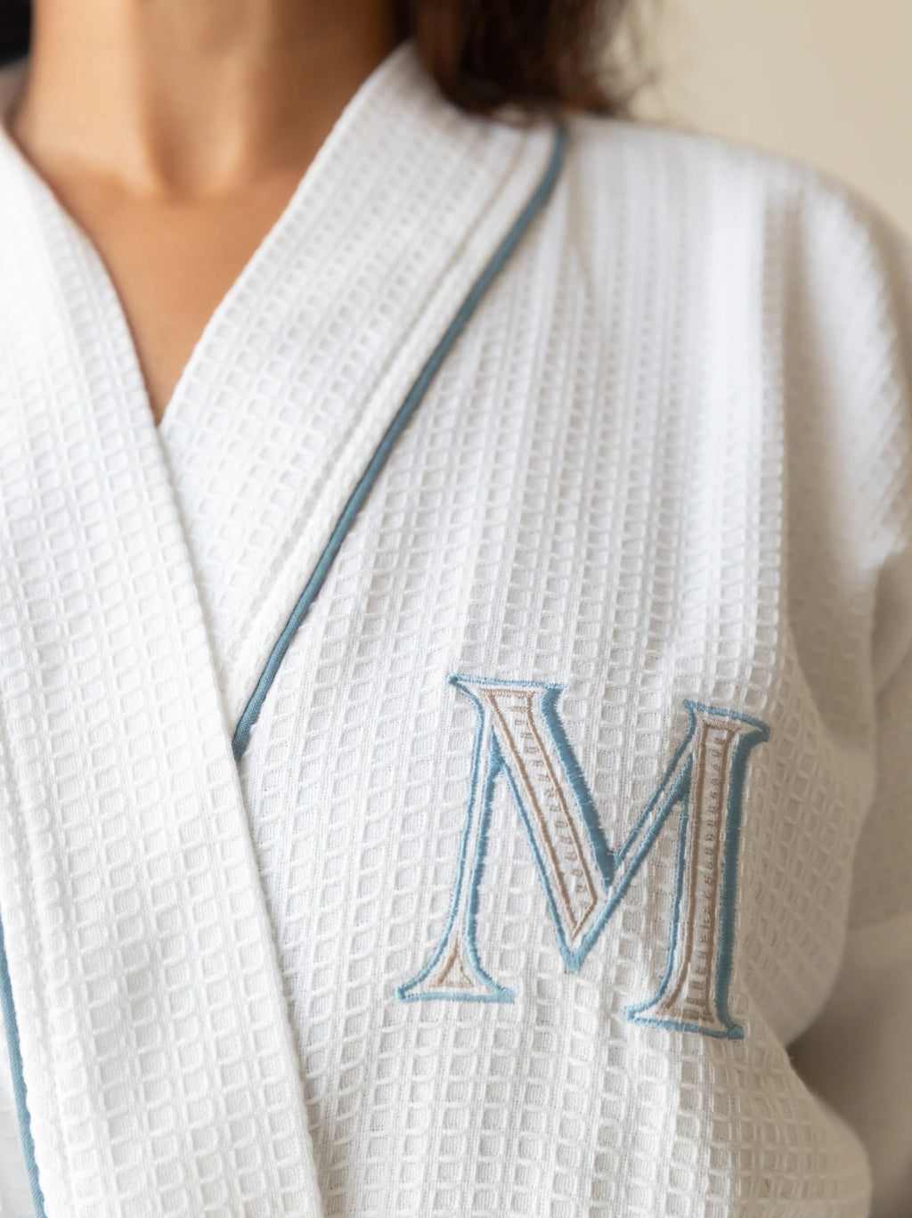 Santorini White Custom Monogram Cotton Unisex Bath Robe