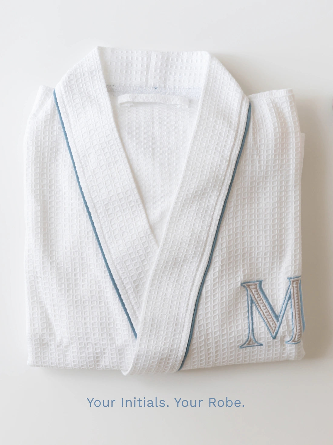 Santorini White Custom Monogram Cotton Unisex Bath Robe – alternate view