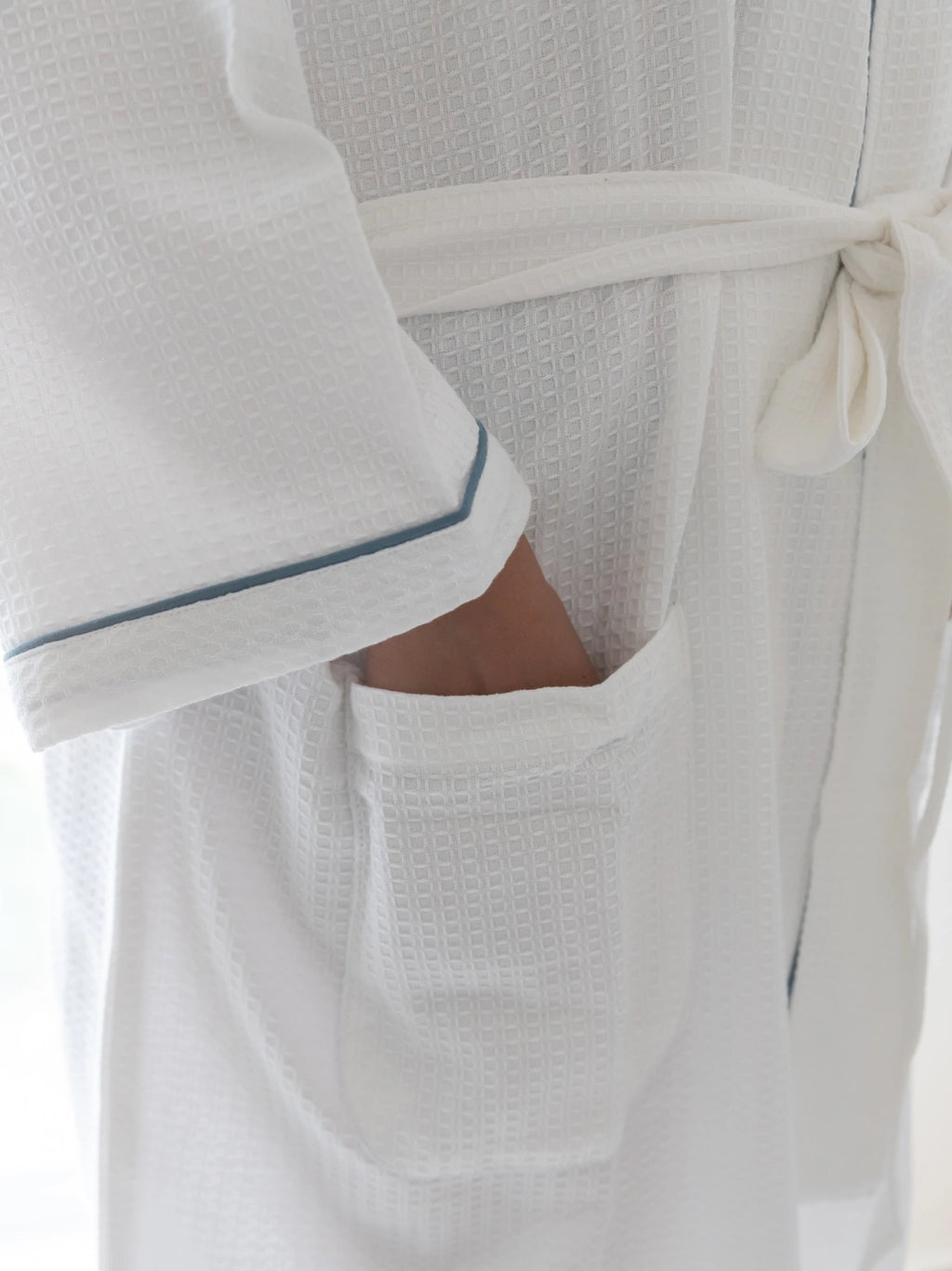 Santorini White Custom Monogram Cotton Unisex Bath Robe – alternate view