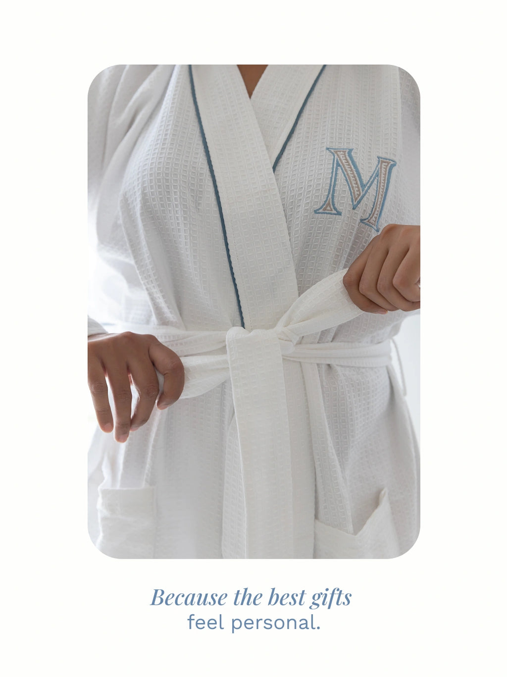 Santorini White Custom Monogram Cotton Unisex Bath Robe – alternate view