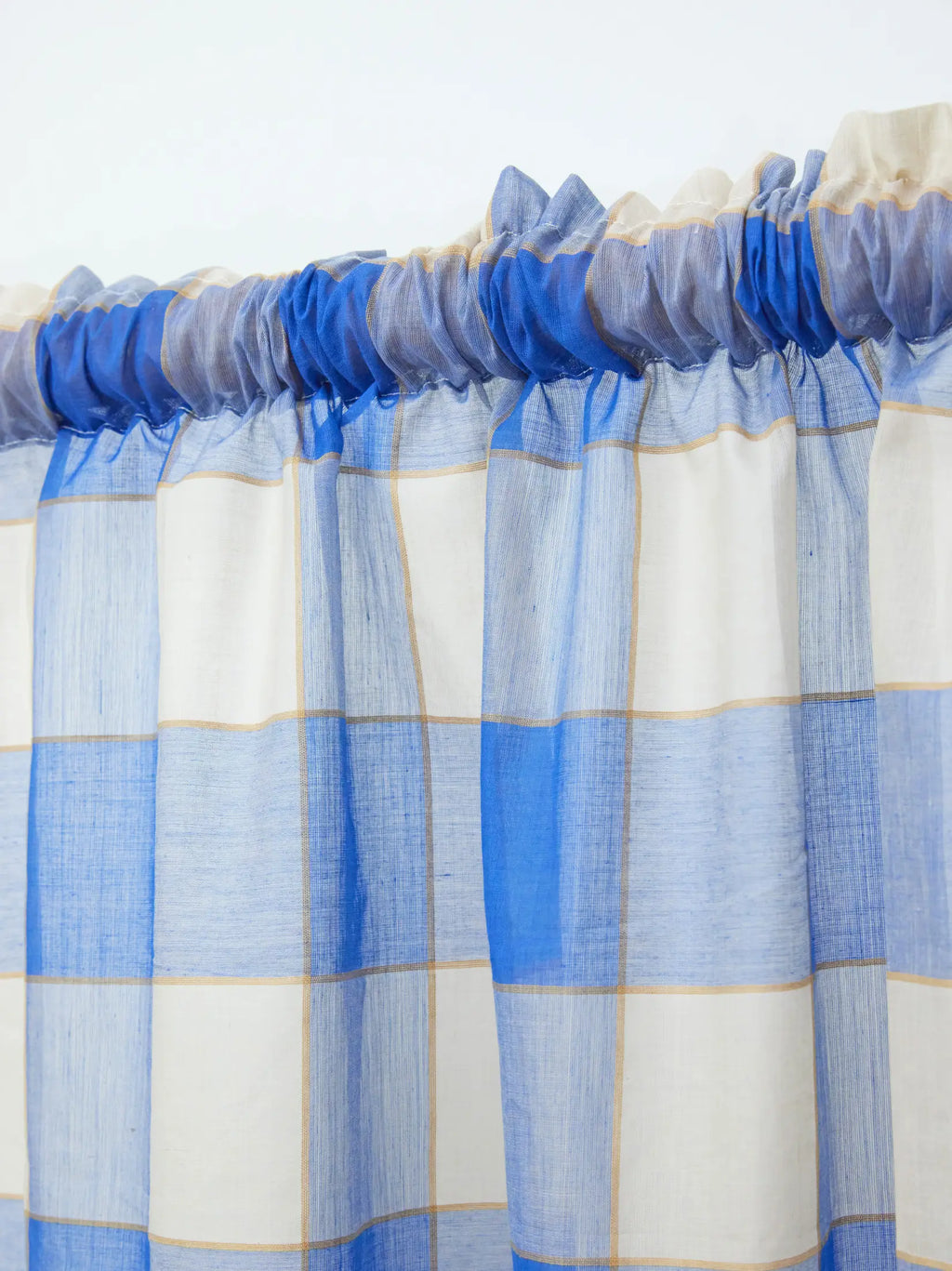 Sapphire Blue Handwoven Sheer Cotton Curtain – alternate view
