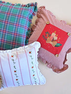 Silent Night Red Embroidered Cushion Cover – alternate view