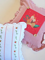 Silent Night Red Embroidered Cushion Cover – alternate view