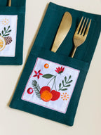 Spiced Cranberry Embroidered Cutlery Holders - Set of 2 – alternate view