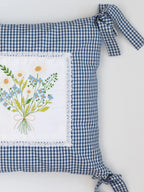 Spring Bouquet Blue Checks Cushion Cover – alternate view