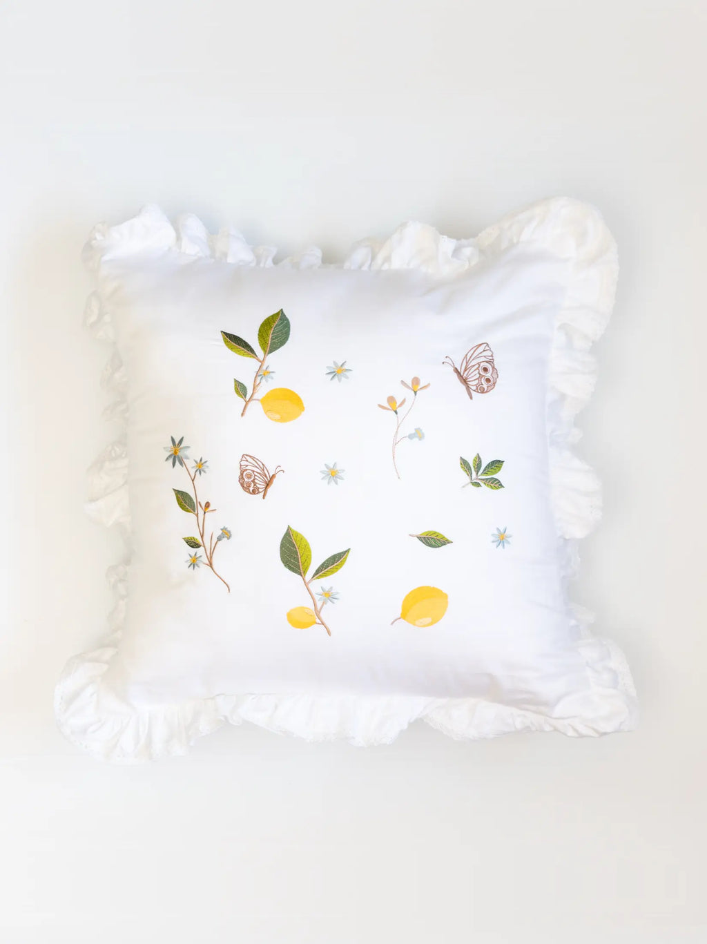 Summer Orchard Embroidered Cushion Cover