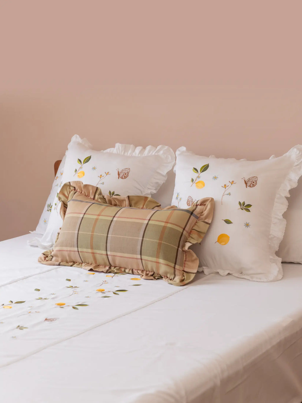 Summer Orchard Embroidered Cushion Cover – alternate view