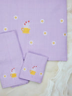 Sunflower Symphony Lavender Waffle Cotton Towel Set of 3 - Bath, Hand & Face