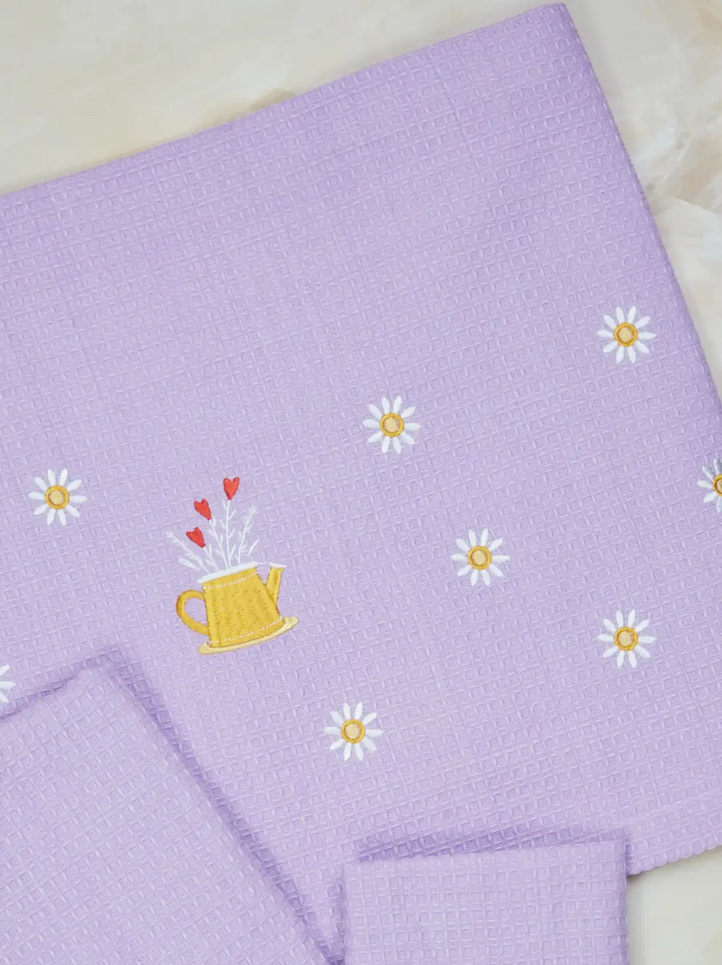 Sunflower Symphony Lavender Waffle Cotton Towel Set of 3 - Bath, Hand & Face – alternate view