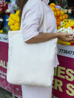 Sunpetal Embroidered Cream Tote Bag – alternate view
