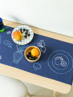 Table Stories Blue Cotton Table Runner