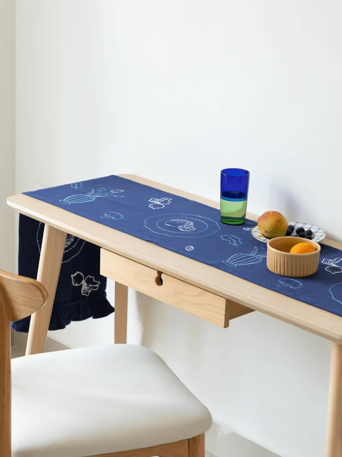 Table Stories Blue Cotton Table Runner – alternate view