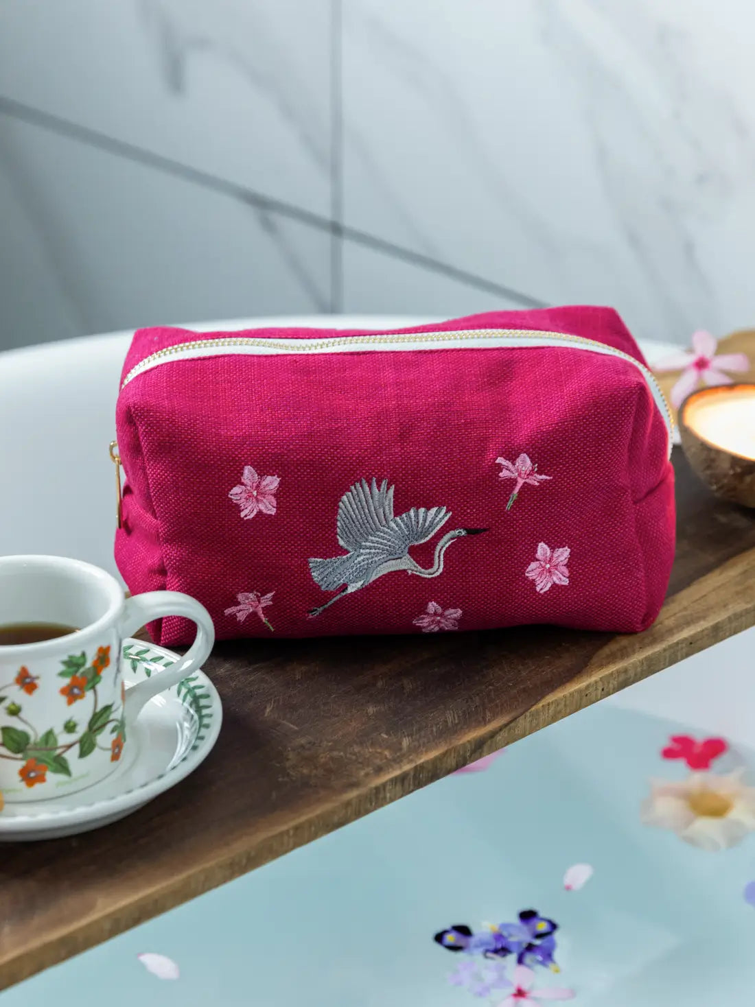 Twilight Crane Pink Toiletry Bag