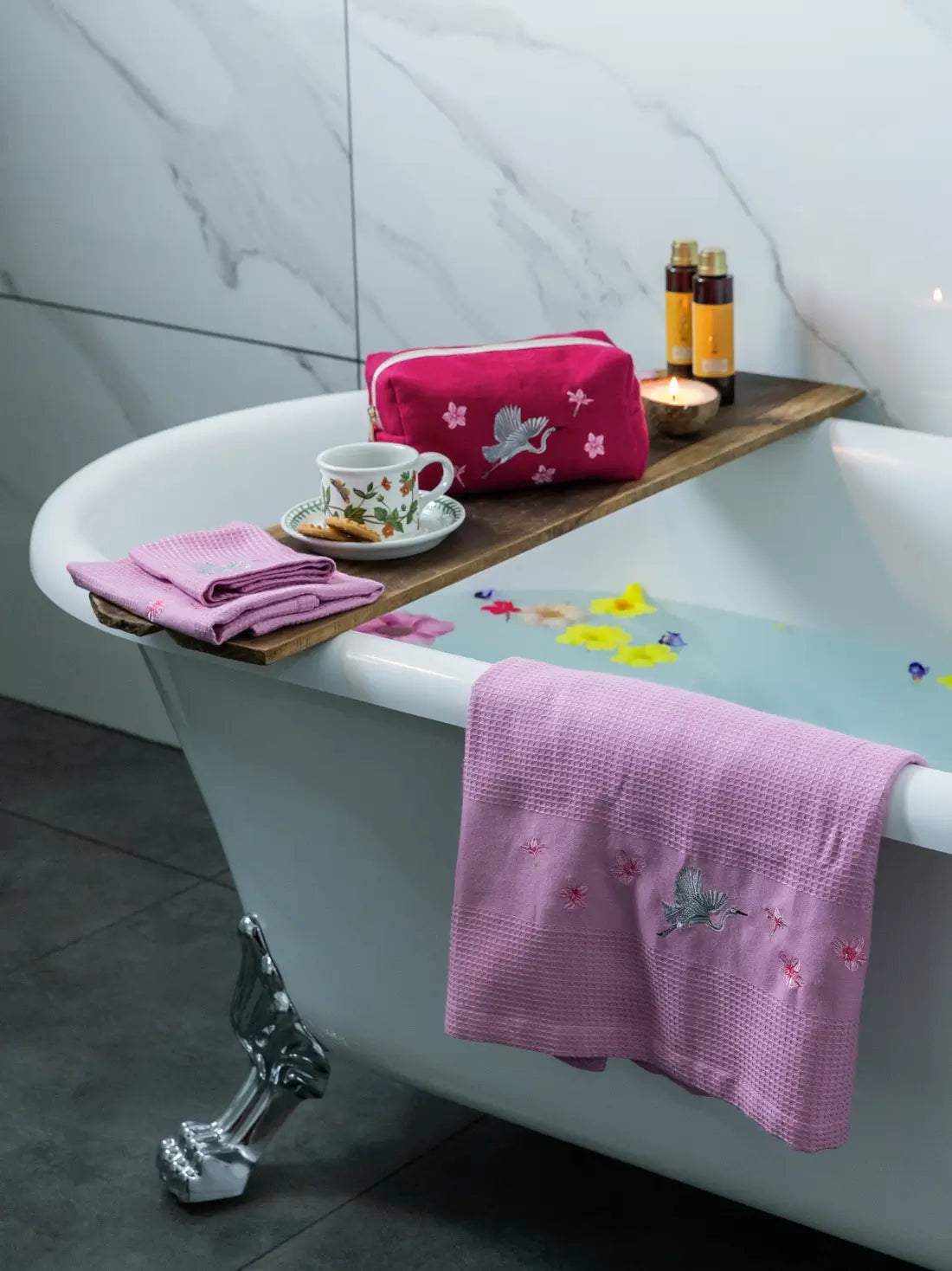 Twilight Crane Pink Toiletry Bag – alternate view