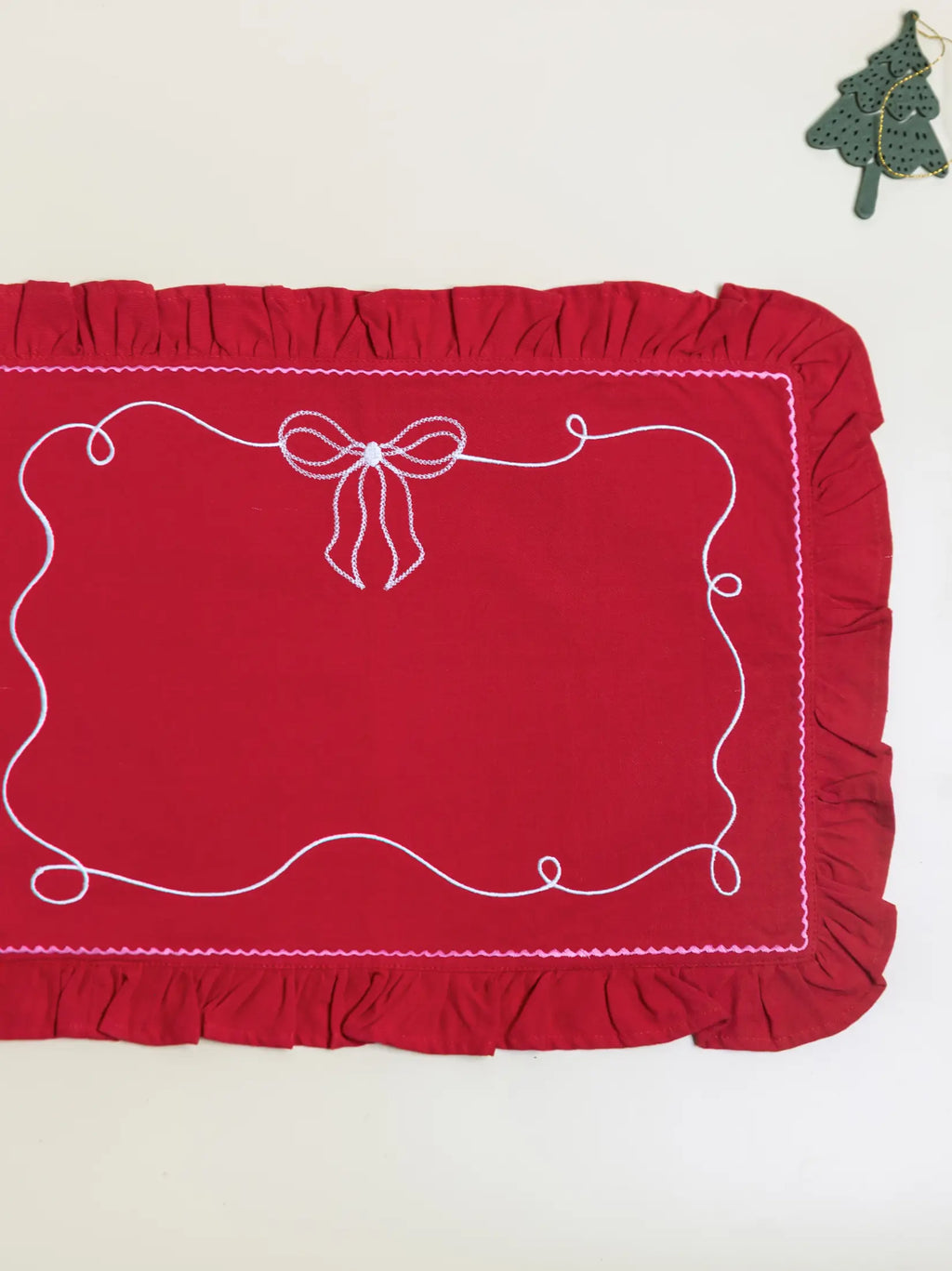 Victorian Ruby Red Embroidered Table Mats