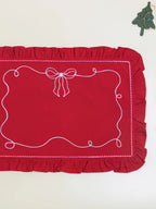 Victorian Ruby Red Embroidered Table Mats