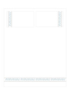 Layout illustration of a white bed sheet and two pillowcases with blue vine embroidered borders