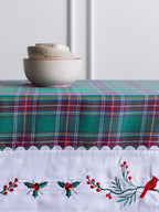 Cardinal Tartan Embroidered Table Cover – alternate view