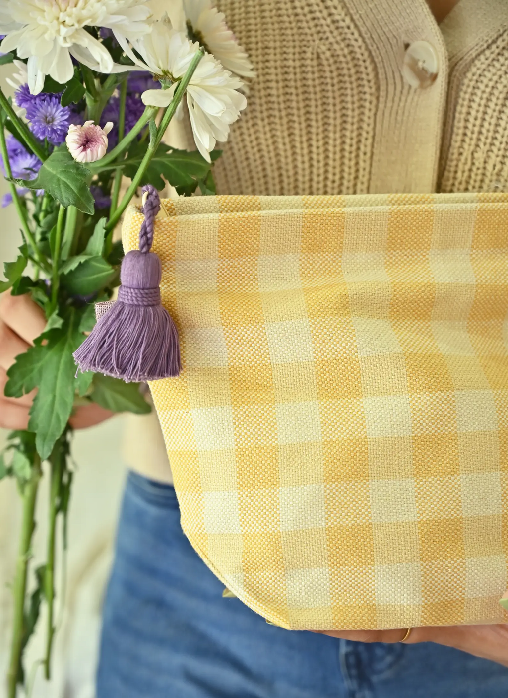 Yellow Cosmos Handwoven Toiletry Bag – alternate view