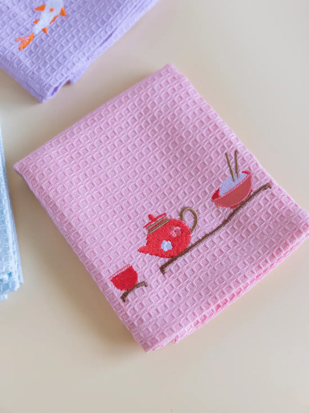 Zen Garden Hand Towels Set of 3 – Blush, Lavender, Blue – alternate view