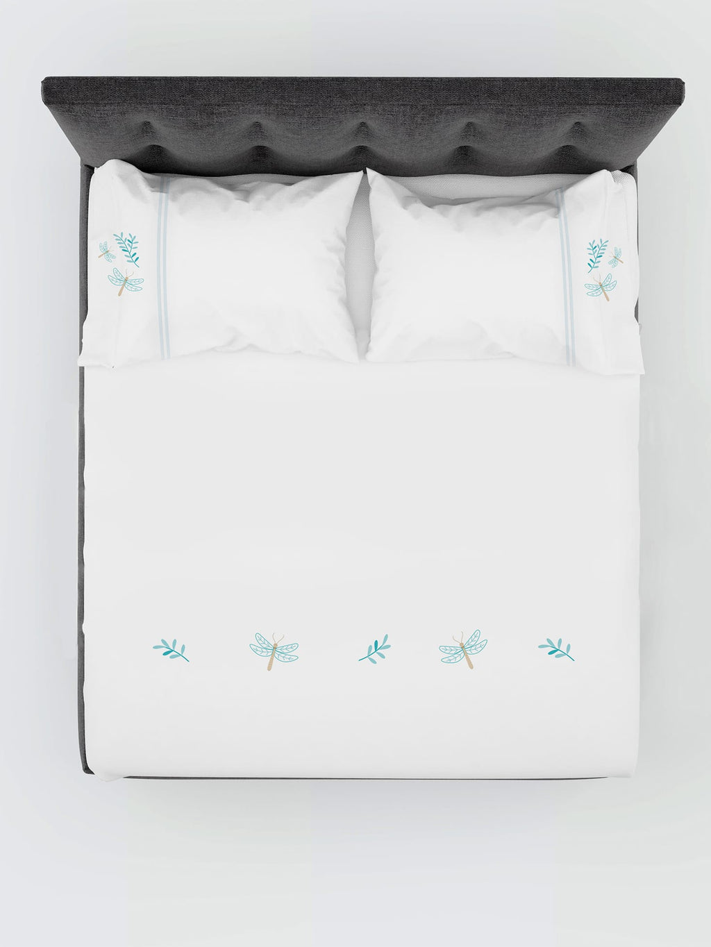 Blue Dasher Floral Embroidered Bedlinen in 500TC – alternate view
