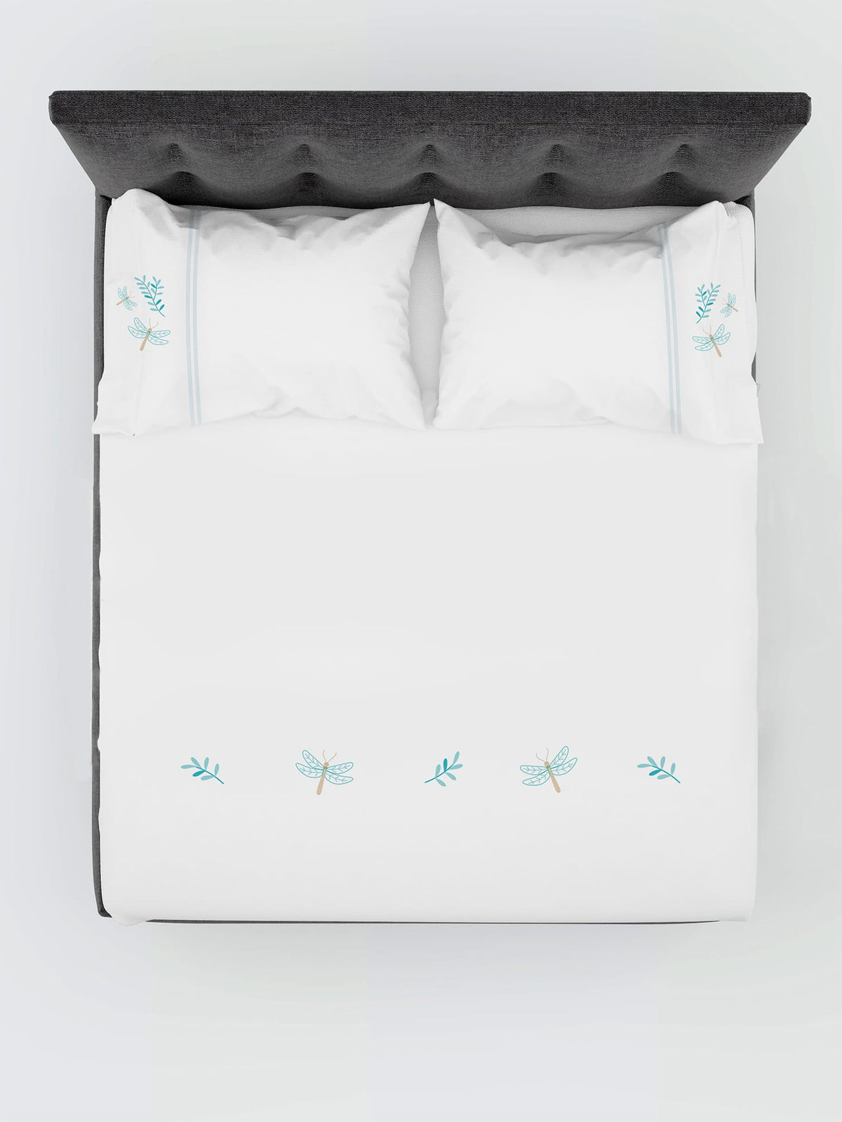 Blue Dasher Floral Embroidered Bedlinen in 500TC – alternate view