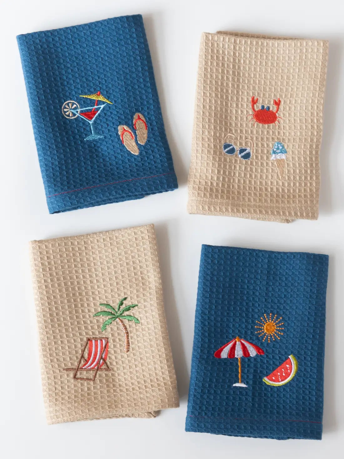 Cananor Beach Day Cotton Waffle Face Towel Set of 4