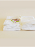 white waffle bath towel set with bird embroidery