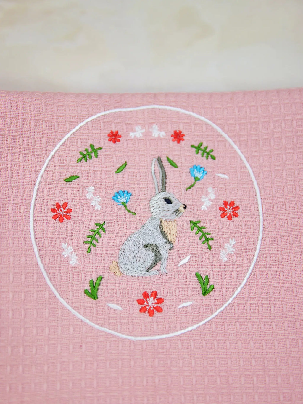 Bunny Blush Pink Waffle Towel Set - Bath, Hand & Face Towel – alternate view